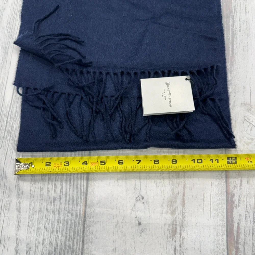 NWT Hickey Freeman New York 100% Cashmere Scarf Navy Fringe Warm Winter‎ $179